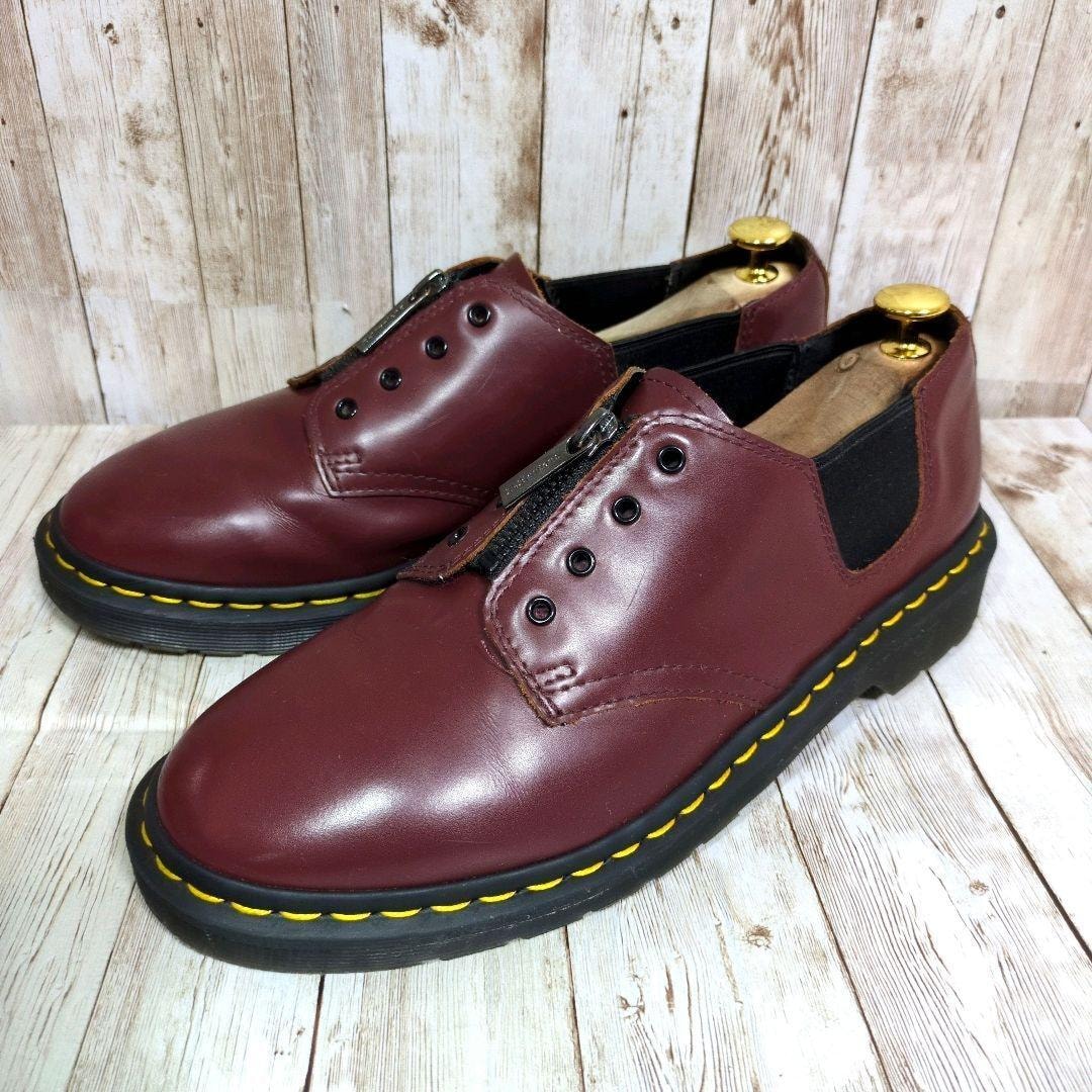 【Dr.Martens / ドクターマーチン】1461GST☆フロントジップ☆サイドゴアレザーシューズ☆レースレス☆赤☆チェリーレッド☆UK7