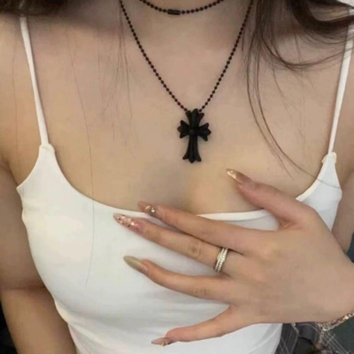 クロムハーツ ラバー スモール CHクロス シリコンネックレス "ブラック"