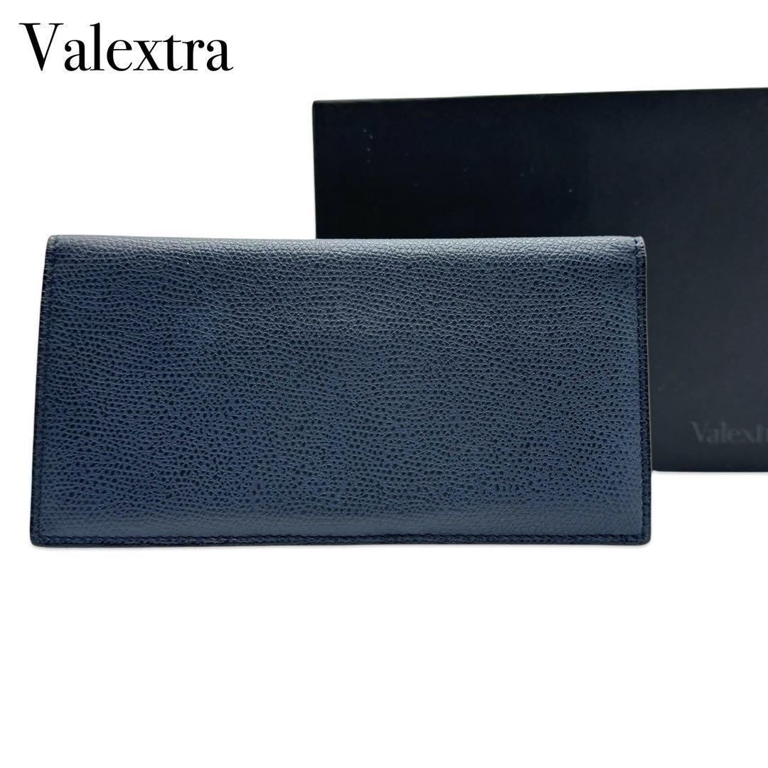 Valextra　ヴァレクストラ レザー 二つ折り 長財布 ウォレット 札入 カード メンズ 濃紺
