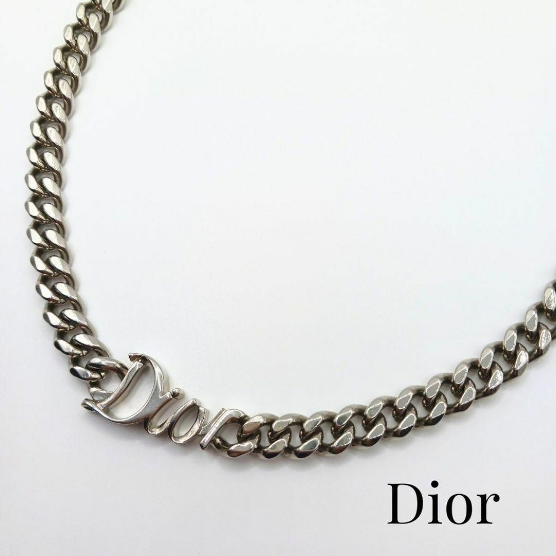 【美品】Dior ディオール RIBBON 喜平 ロゴ チェーン ネックレス