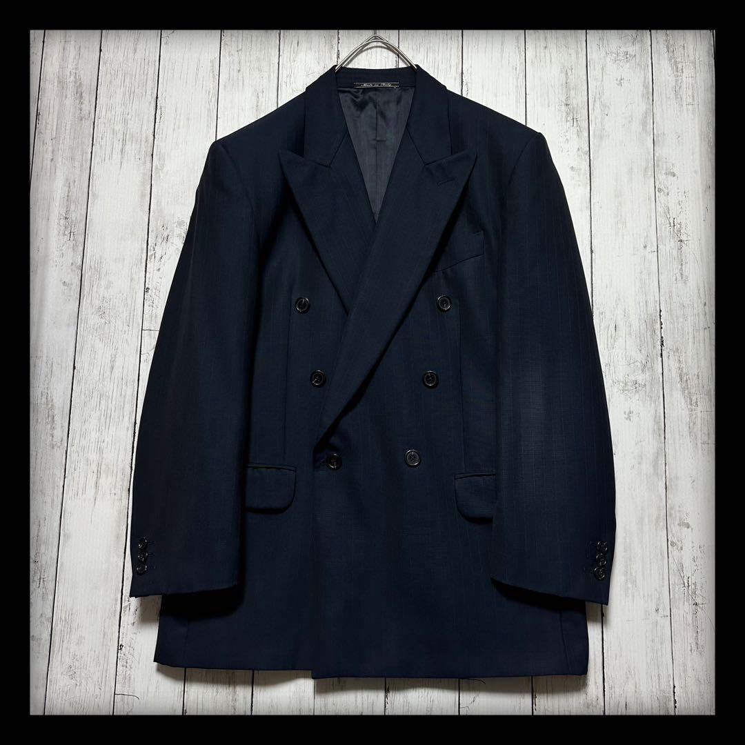 【FENDI フェンディ】テーラードジャケット☆ダブルブレスト☆L ネイビー 目立った傷や汚れなし】【FENDI フェンディ】テーラードジャケット