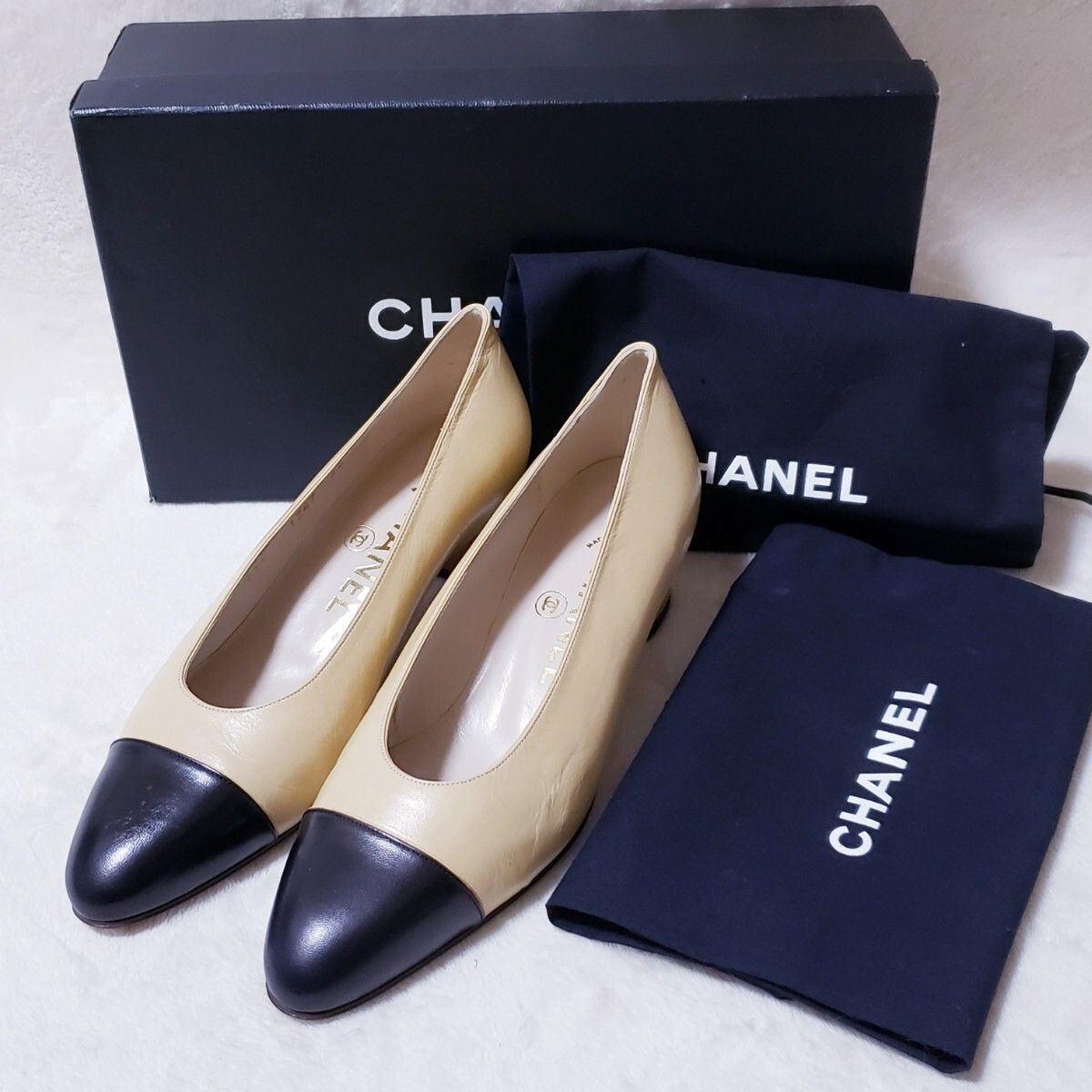目立った傷や汚れなし】シャネル CHANEL ベージュ ブラック
