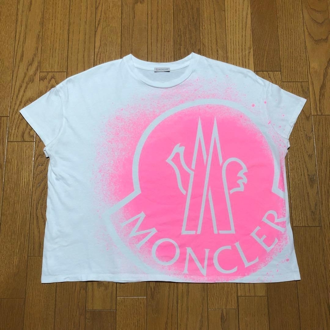 極美品　MONCLER ピンク　デカロゴ　レディース　TシャツM 4S358