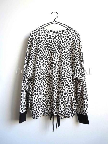 【美品】Chloe SS16 クロエ 11万★ ダルメシアンリブ ドローストリングヘム コットン100 オーバーサイズ プルオーバー★そう丈65㎝ XS