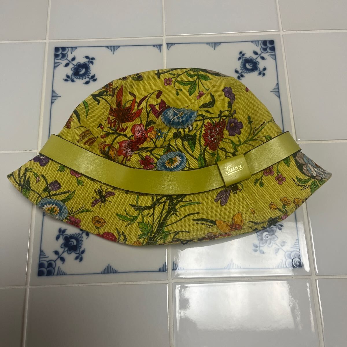 GUCCI ハット 帽子　イエローフラワーデザイン　未使用　自宅保管品