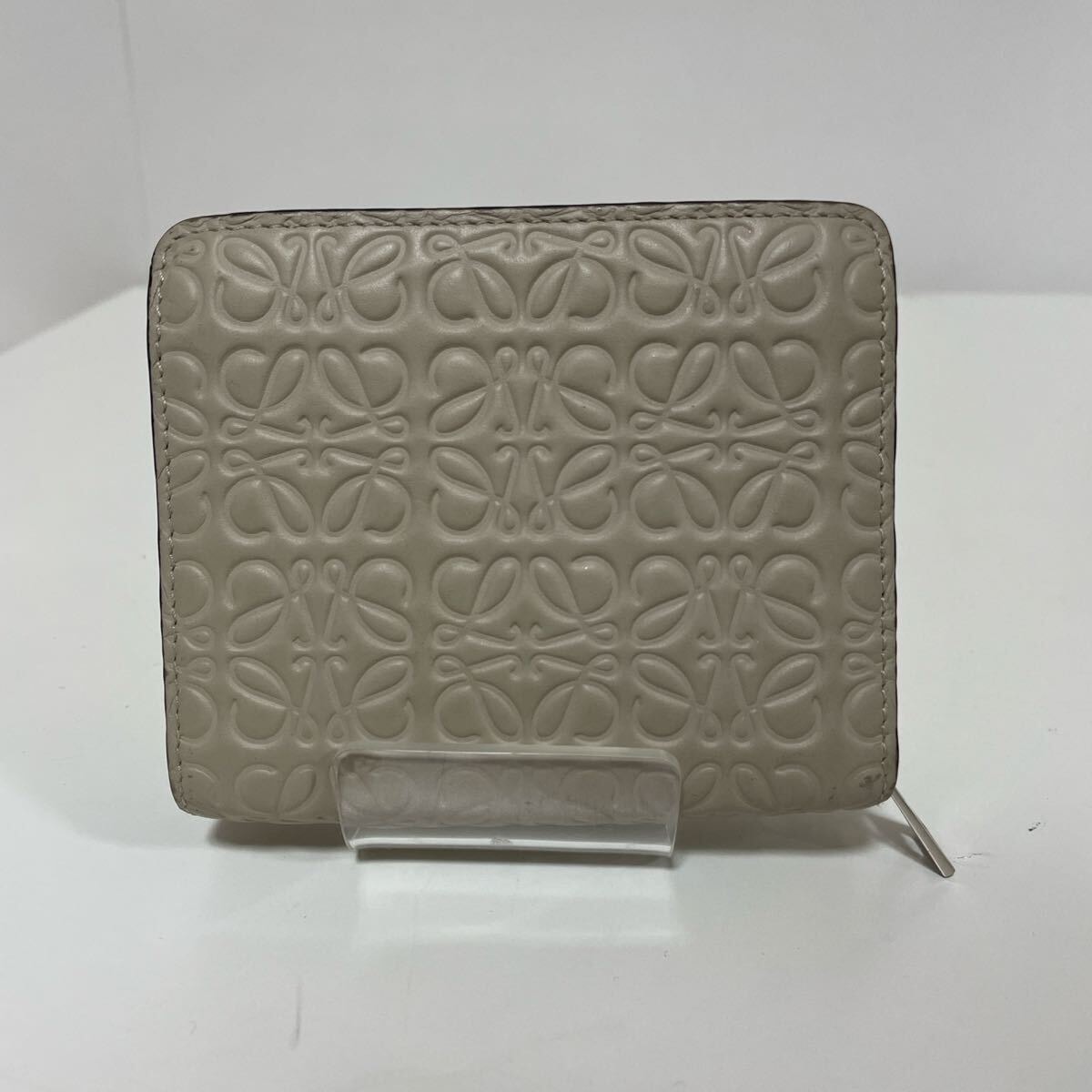 LOEWE ロエベ リピートアナグラム 二つ折り財布 グレージュ 中古