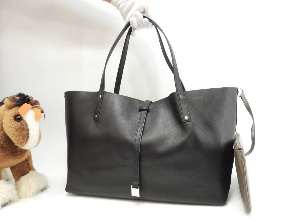 ティファニー トートバッグ リバーシブル レザー黒灰 ショルダーバッグ 美品@ 4