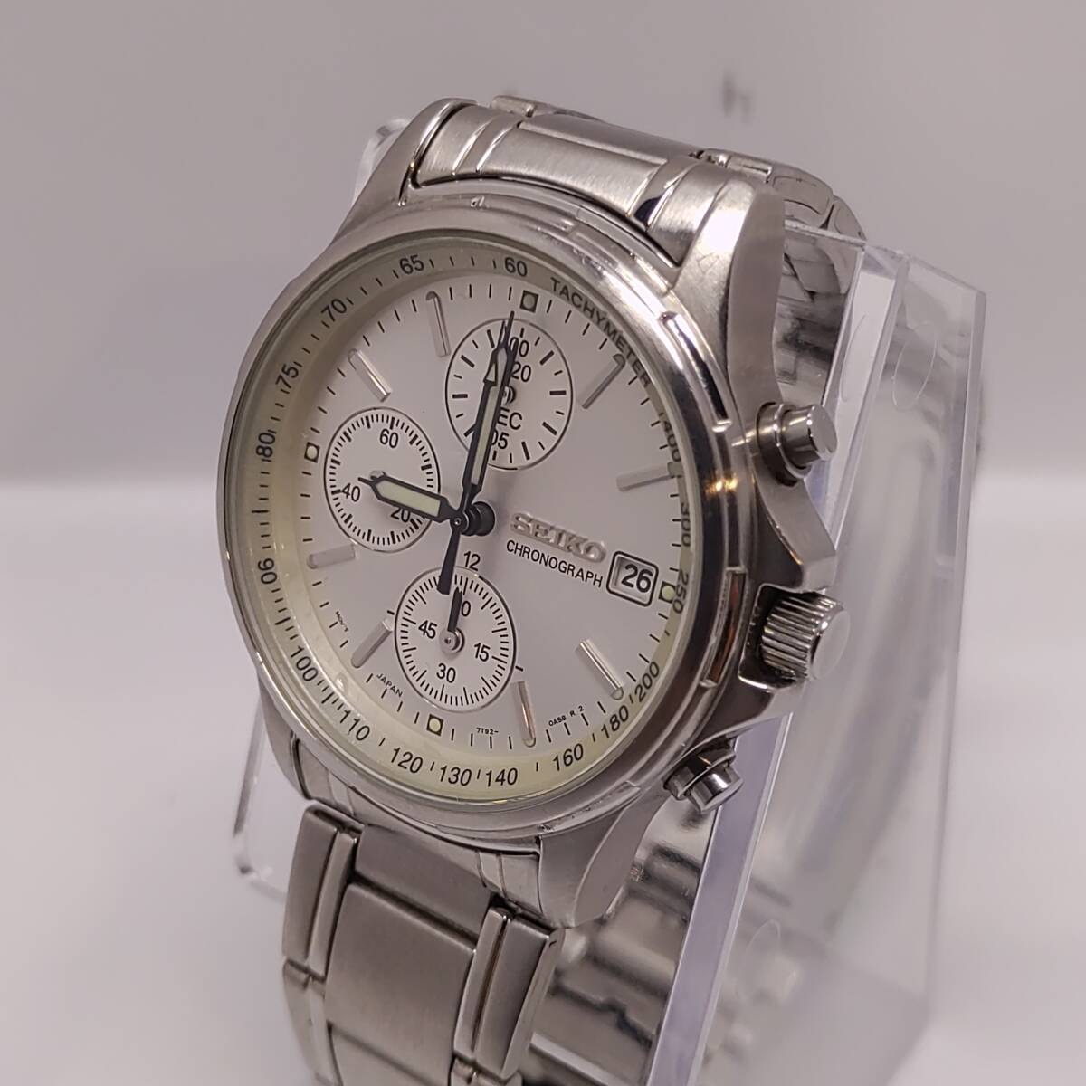 【稼働品】SEIKO セイコー 7T92-0BA0 クロノグラフ メンズ腕時計 綺麗め