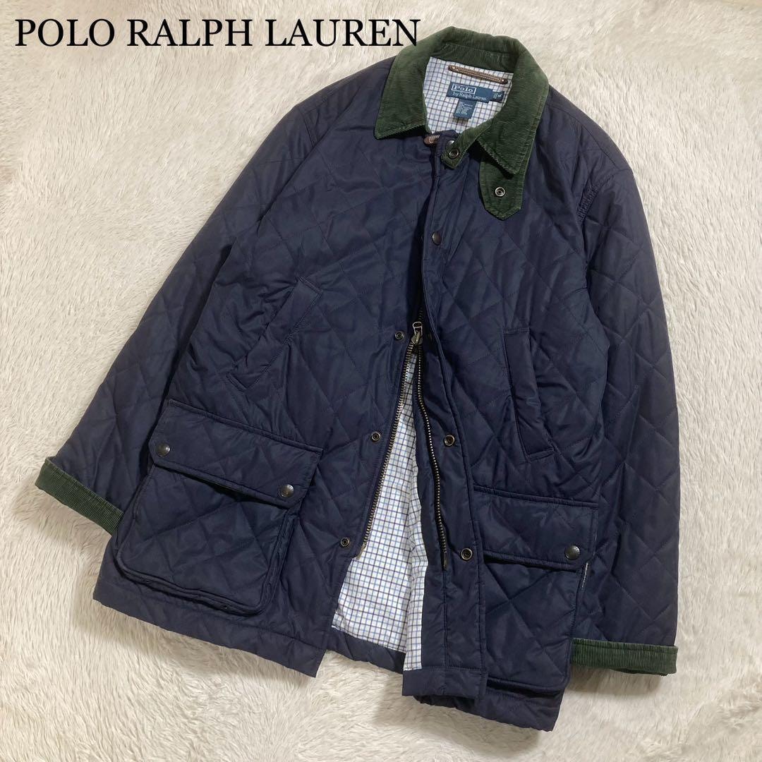 美品 POLO RALPH LAUREN ポロラルフローレン キルティングジャケット 襟コーデュロイ 中綿入り ロゴ