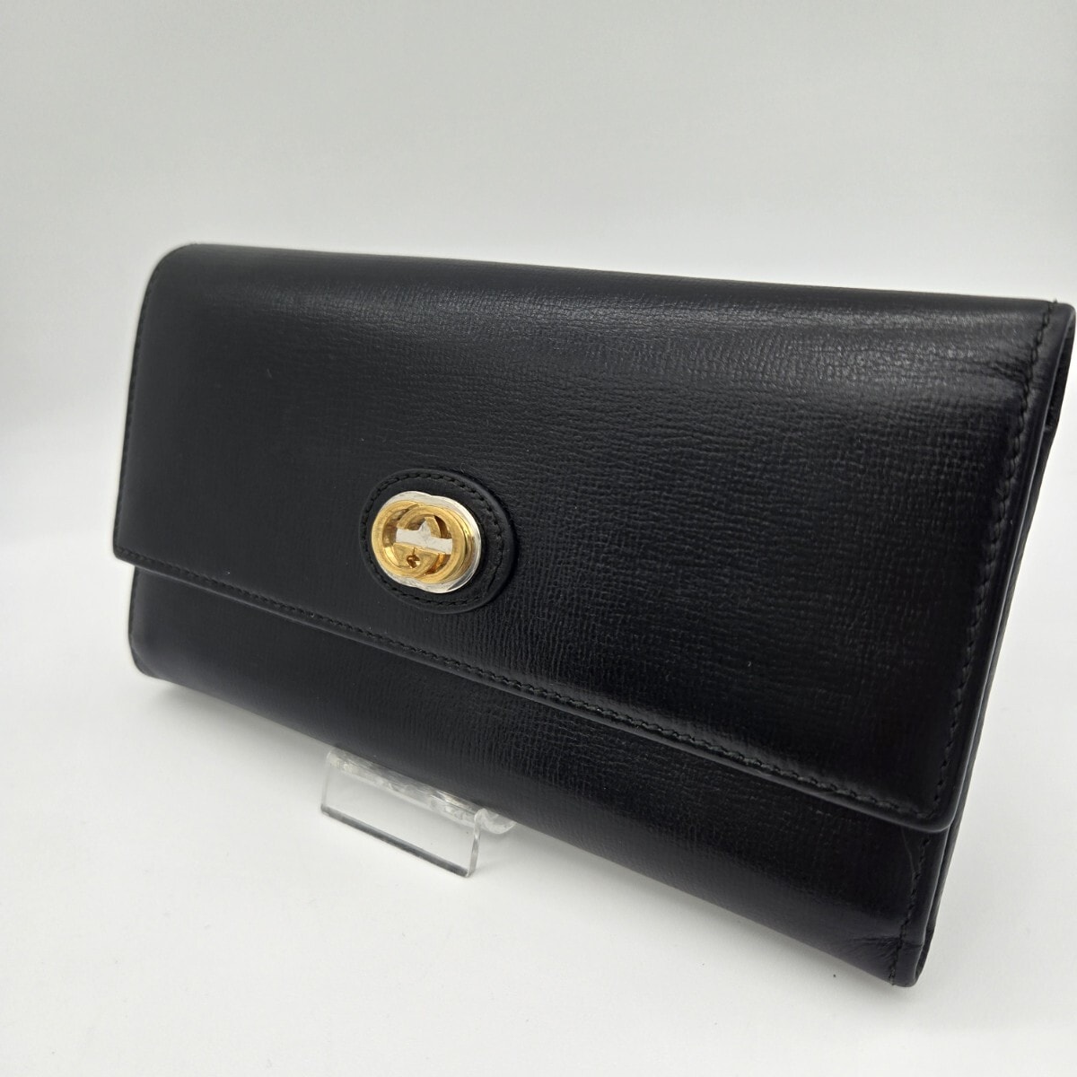 GUCCI グッチ 長財布 財布 レザー ブラック 黒 GGマリーナ