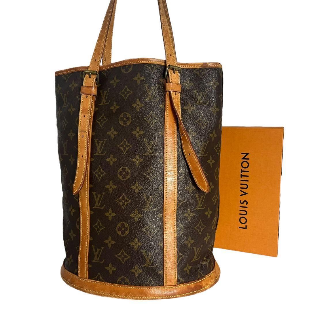 【正規品】ルイヴィトン　LOUIS VUITTON　モノグラム　バケットGM　トートバッグ　ブラウン　茶　鑑定済