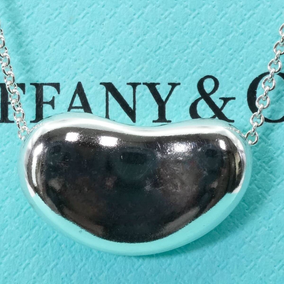 極美品希少 ティファニー ビーン ロング チェーン ネックレス/25-477S