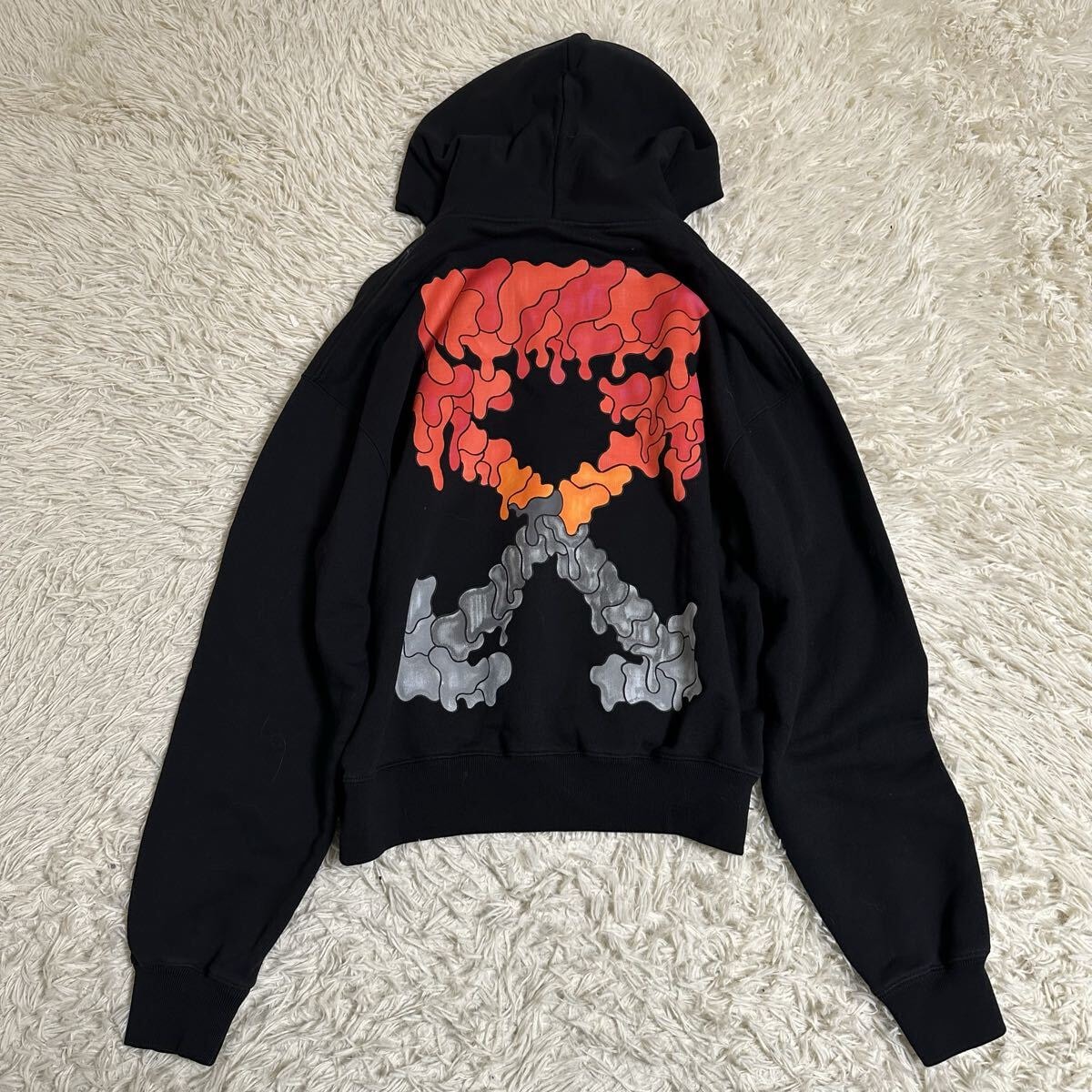 希少【OFF-WHITE】 オフホワイト クロスアロー パーカー ブラック L