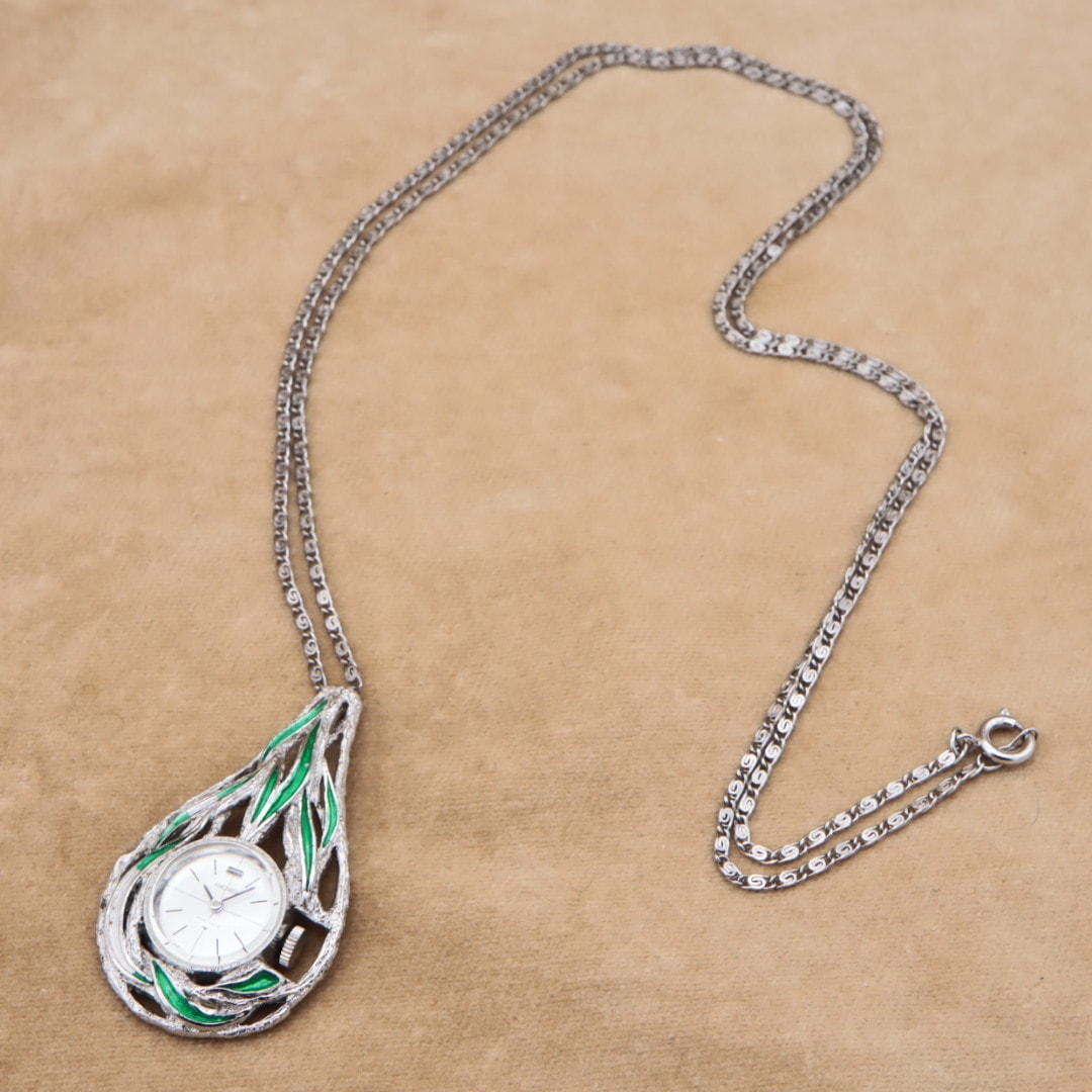 SEIKO 11-0400 セイコー ヴィンテージ ペンダントウォッチ 手巻き グリーン シルバー ステンレススチール ネックレス ファッション CH50