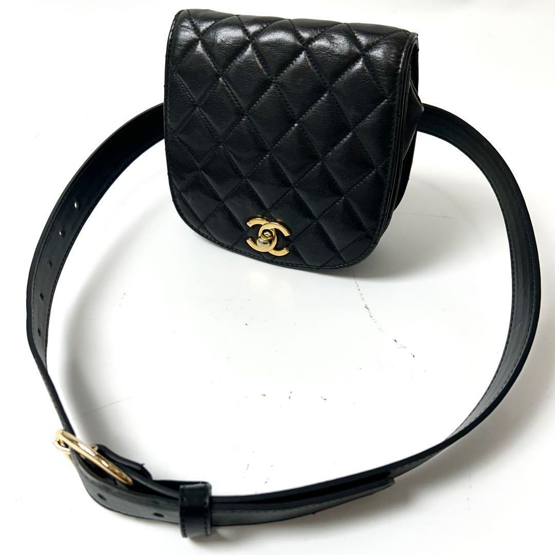 シャネル　マトラッセ ターンロック　ラムスキン　ウエストバッグ　ポーチ