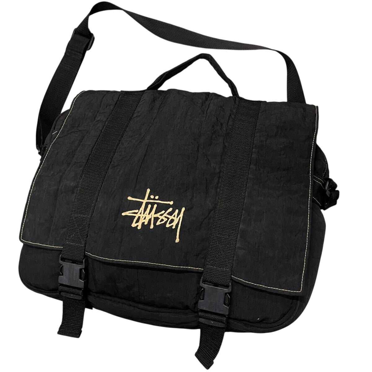 目立った傷や汚れなし】OLD STUSSY/ロゴ刺繍/メッセンジャーバッグ