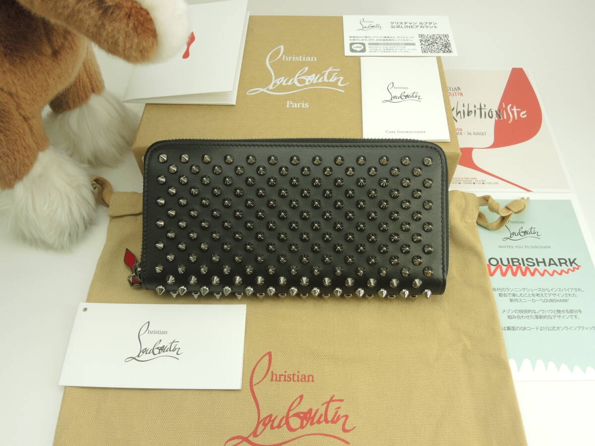 クリスチャンルブタン ロングウォレット シルバースタッズ レザー黒 長財布 パネトーネ 新品@ 4