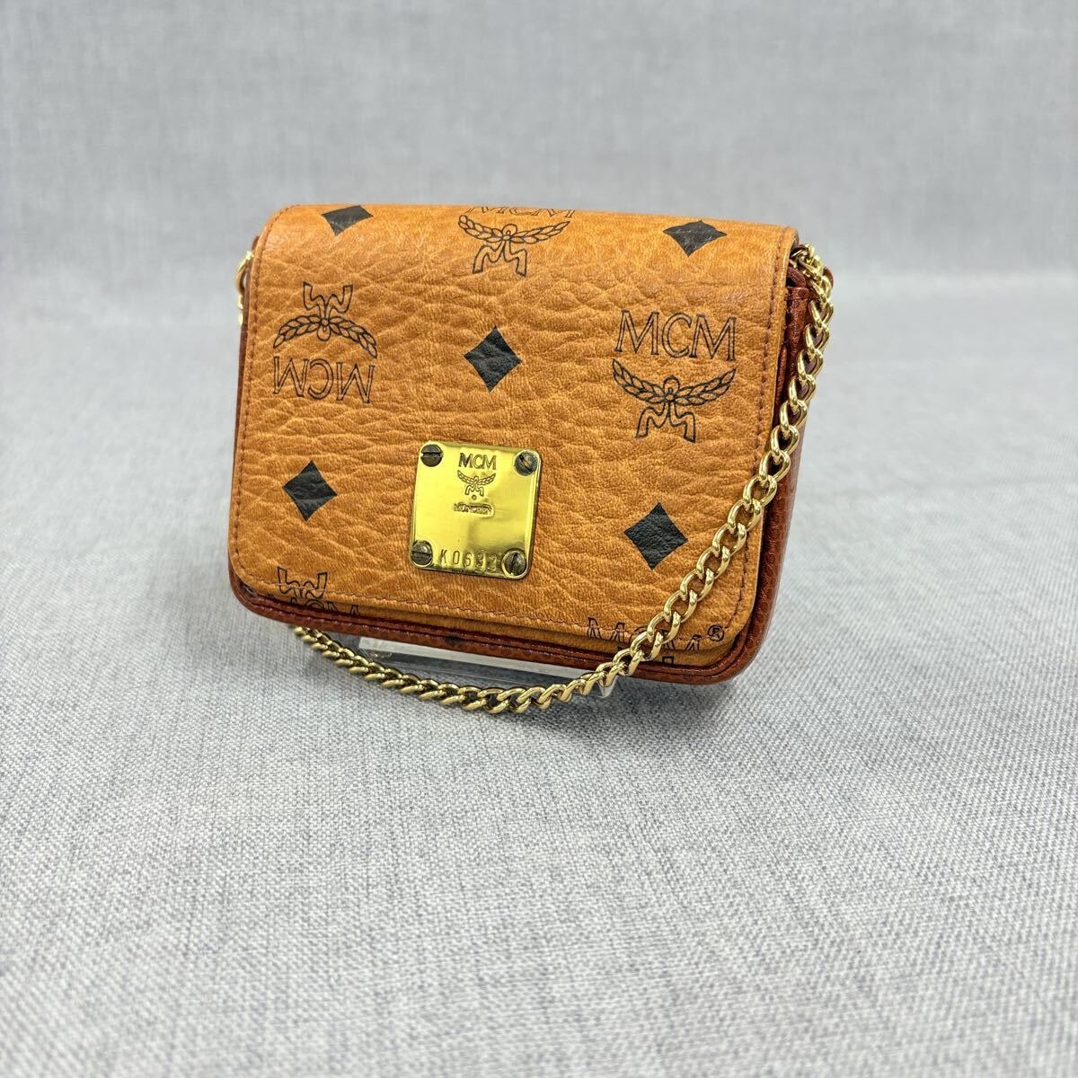 MCM エムシーエム ヴィセトス レザー ポシェット ショルダーバッグ ブラウン チェーン