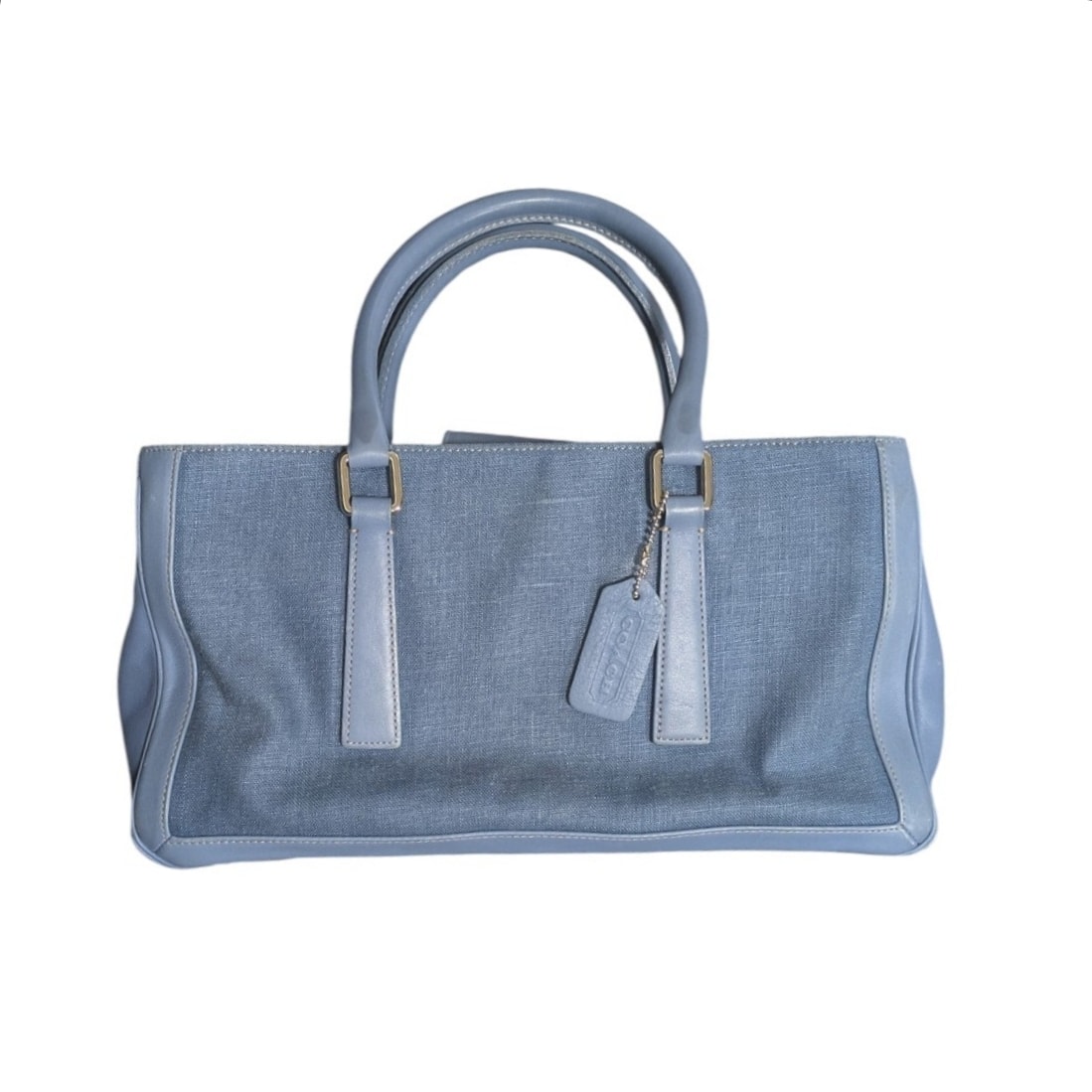 C (やや傷や汚れあり)】オールドコーチ ライトブルー ハンドバッグ