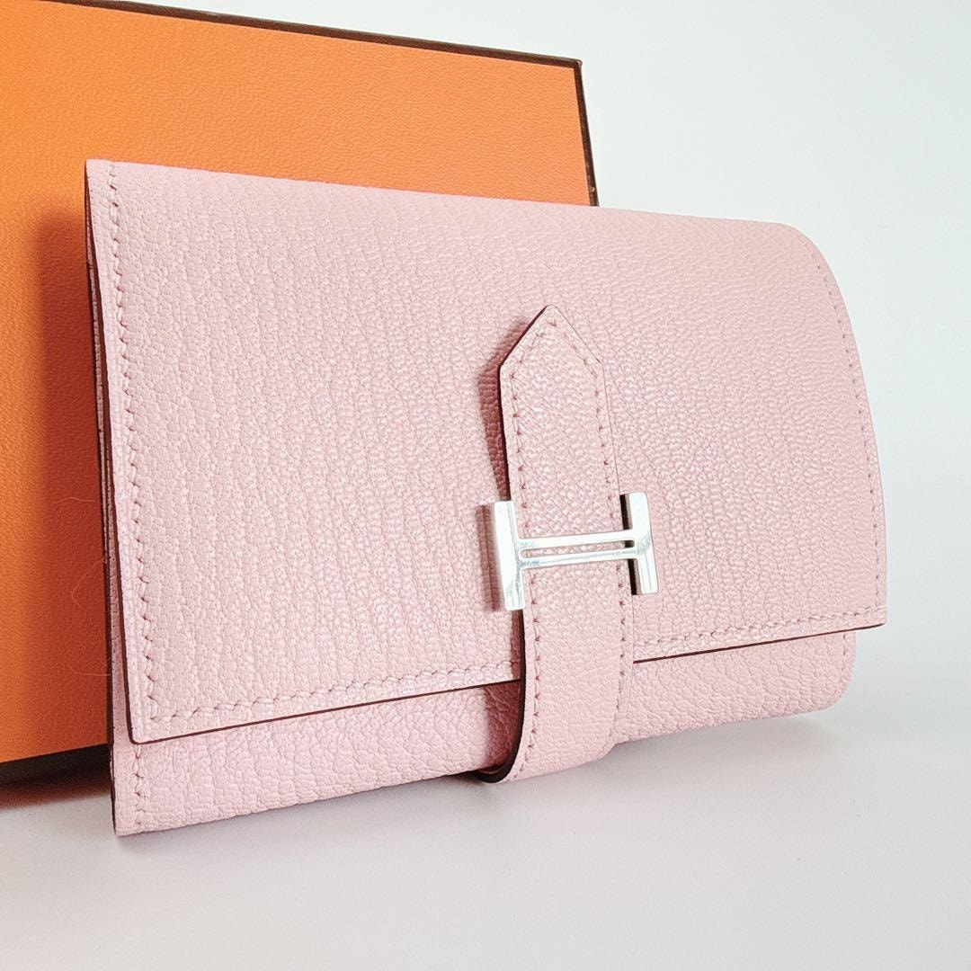 エルメス ベアンコンビネ シェーブル・ミゾール 三つ折り財布 25年製 K刻印 未使用品