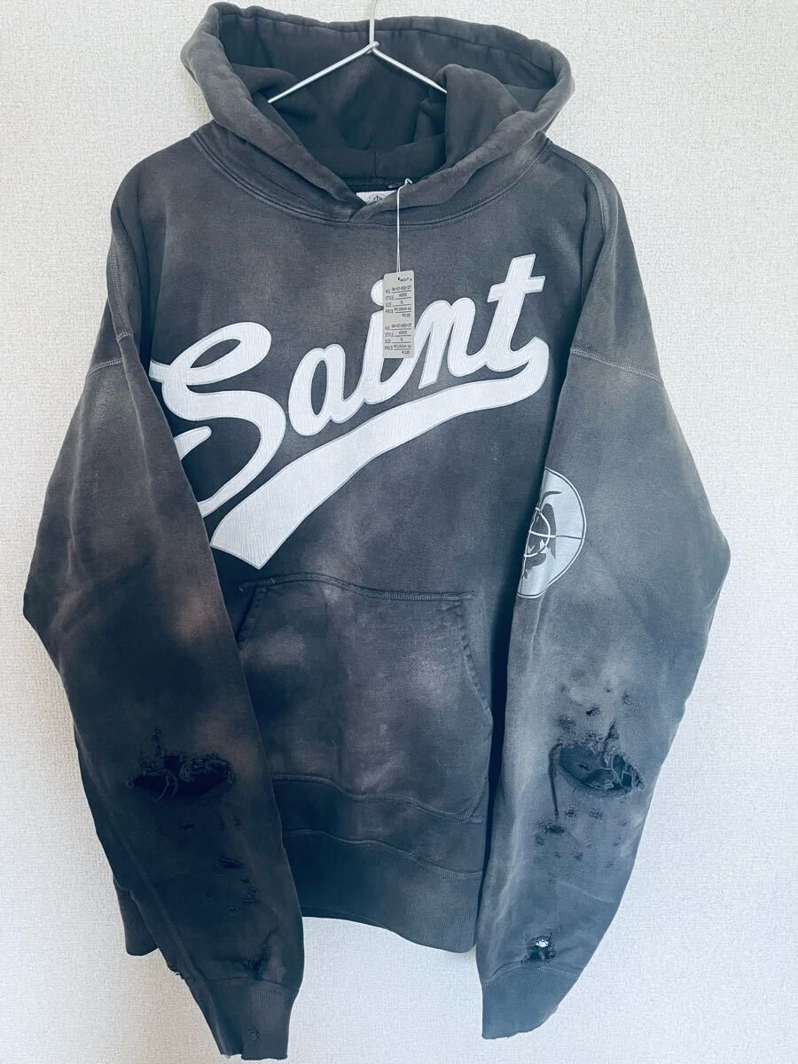 21AWSAINTMICHAELセントマイケルFOCUSパーカー ダメージ加工L 21AWSAINTMICHAELセントマイケルFOCUSパーカー ダメージ加工L