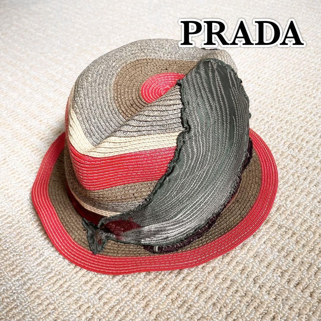 【美品】プラダ PRADA 中折れ ハット クジャク
