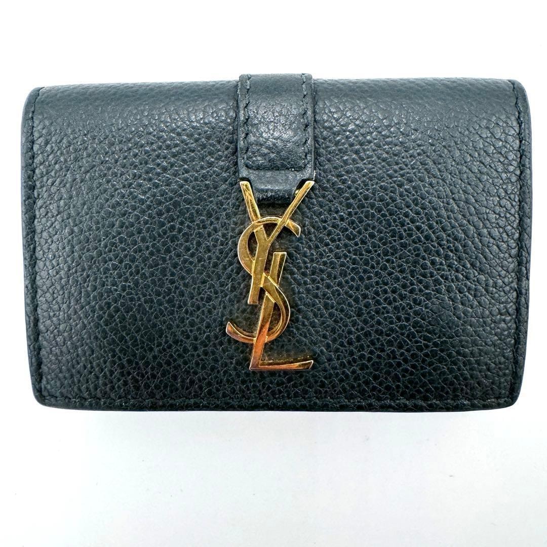 No.424 レア希少カラー☆美品☆サンローランパリ オリガミ タイニーウォレット 620287 モスグリーン コンパクトウォレット ユニセックス