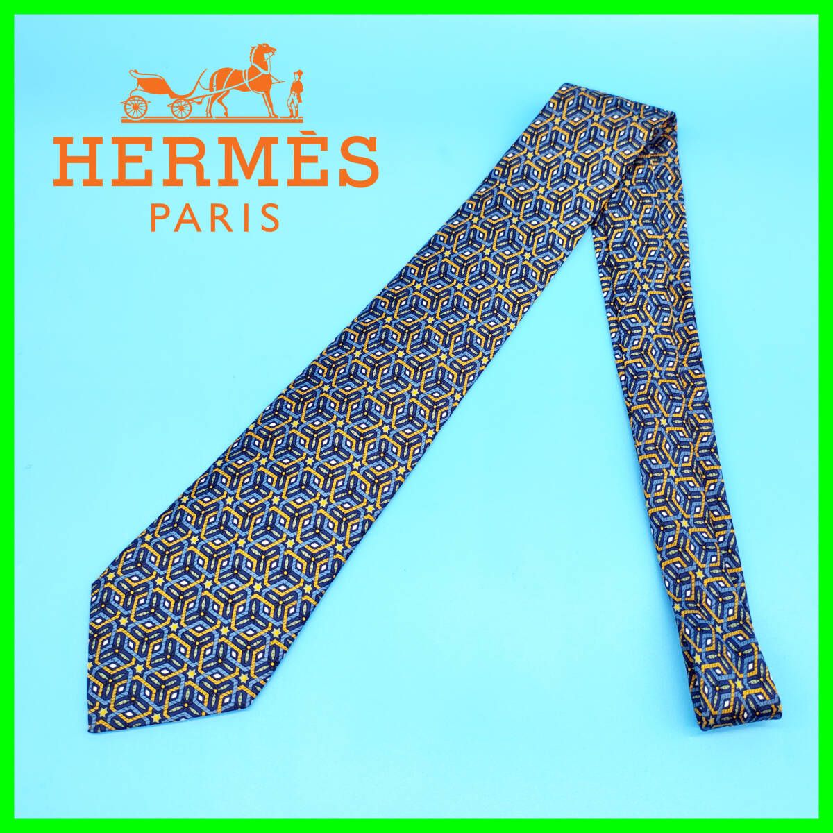 ☆美品☆HERMES☆エルメス☆ネクタイ☆シルク100%☆フランス製☆7662 TA☆ネイビー系☆ビジネス☆0730‐13☆