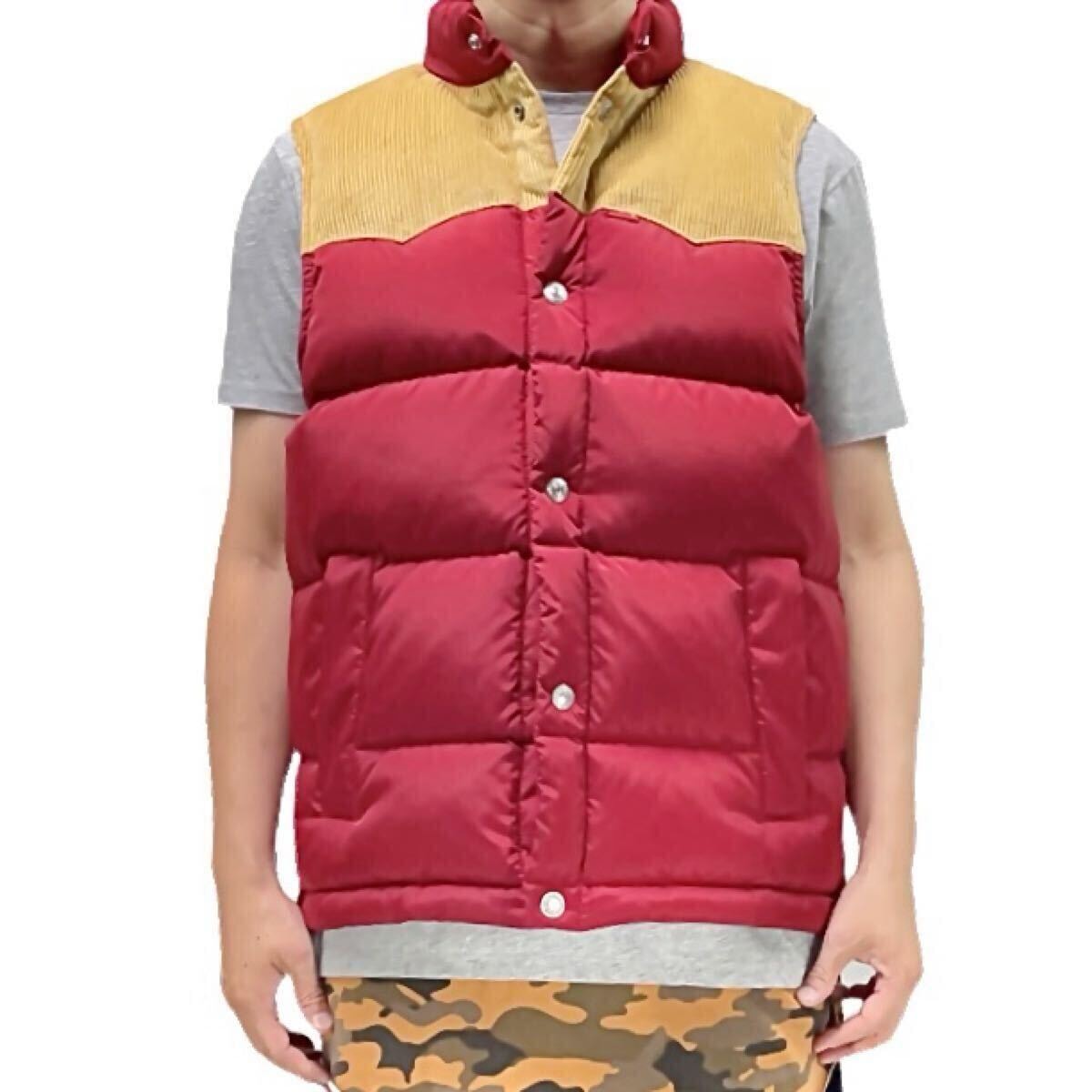 新品 Levi's リーバイス Western Super Puffer Vest Red ヨーク コーデュロイ切り替え 定番 ウエスタン ダウンベスト 赤 レッド USサイズ S