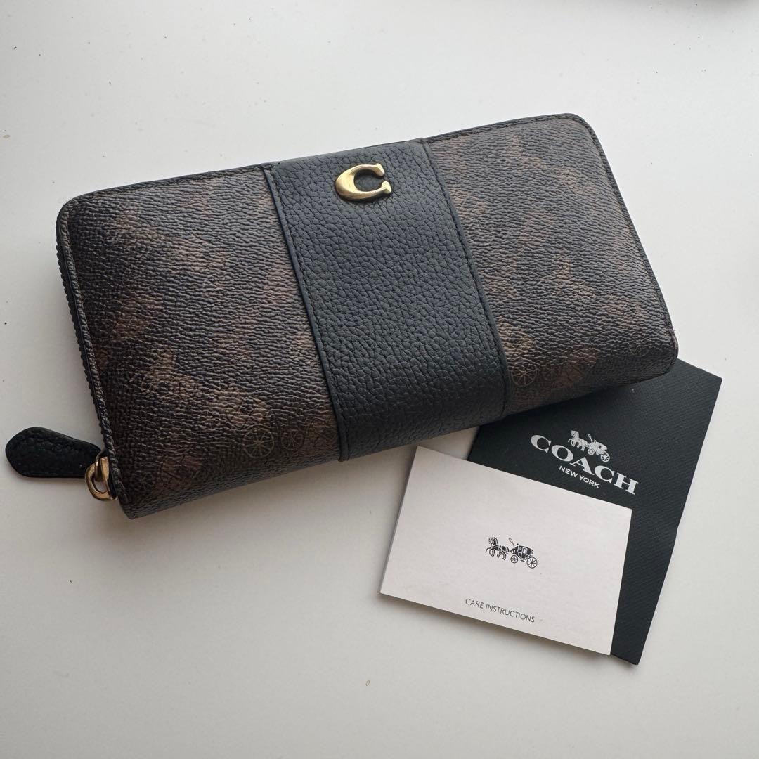 D (傷や汚れあり)】〇〇COACH コーチ シグネチャー ダブルジップ