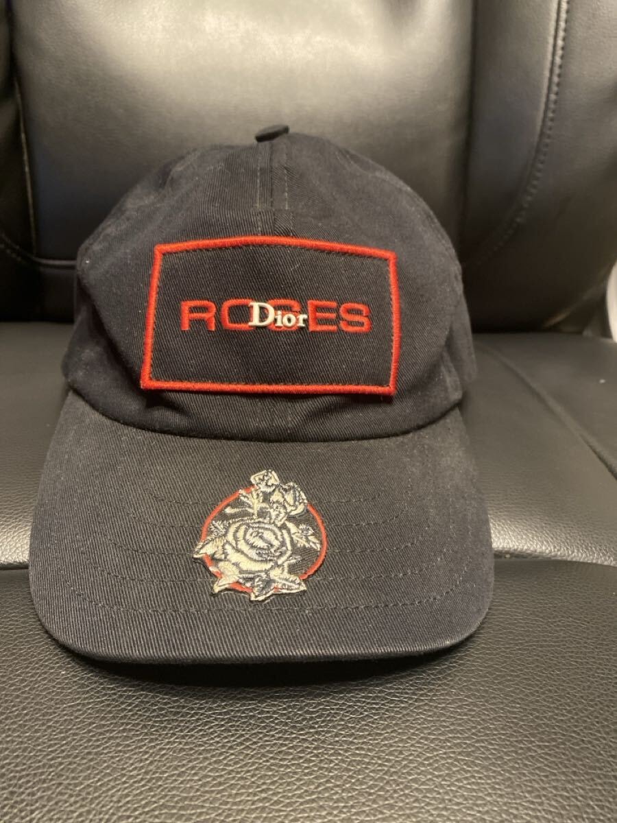 C (やや傷や汚れあり)】本物ディオールオム薔薇ワッペンROSESキャップ