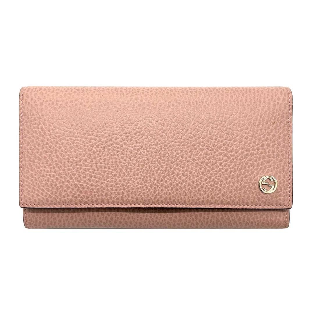 未使用 GUCCI インターロッキング GG プレート　長財布　ライトピンク ピンク ゴールド 長財布 2つ折り財布 ファスナー ボタン 専用箱 人気