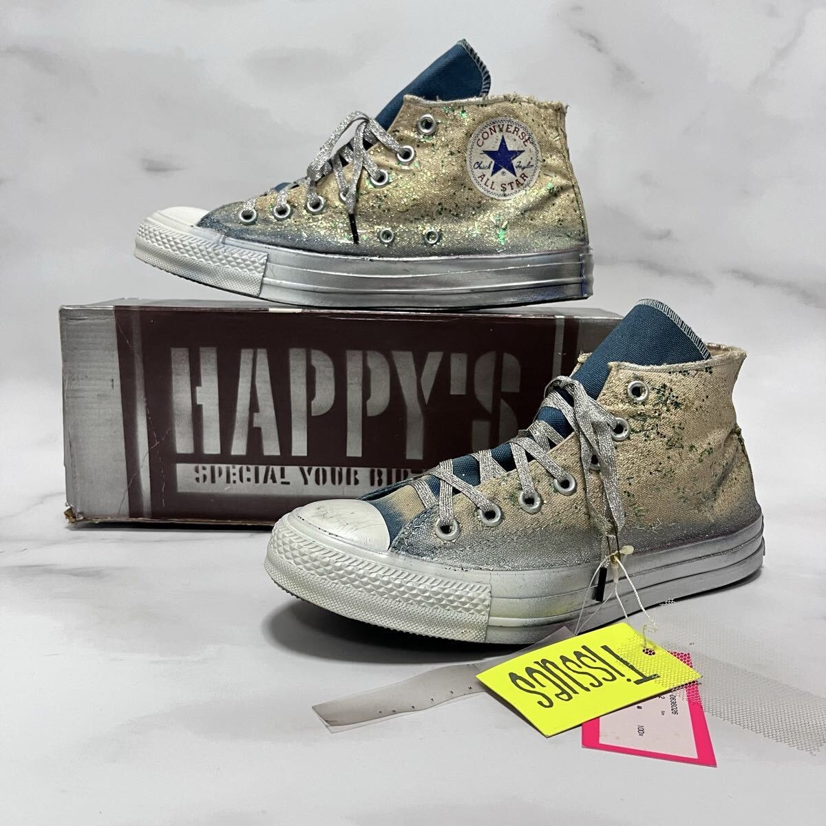 レア CONVERSE コンバース 草木染め ラメ カスタム ユニセックス オールスター ALL STAR HI ハイカット スニーカー US7