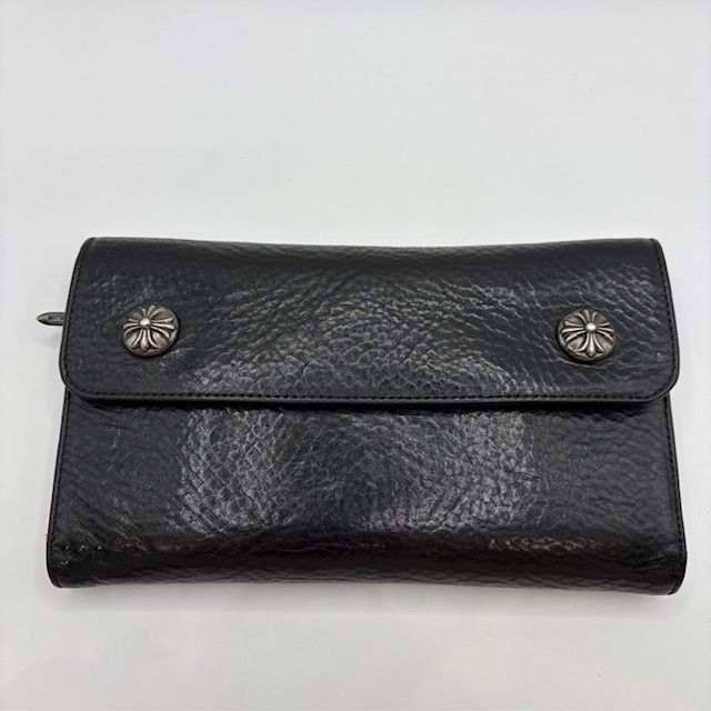 クロムハーツ CHROME HEARTS ヘビーレザー ウェーブ ウォレット ブラック