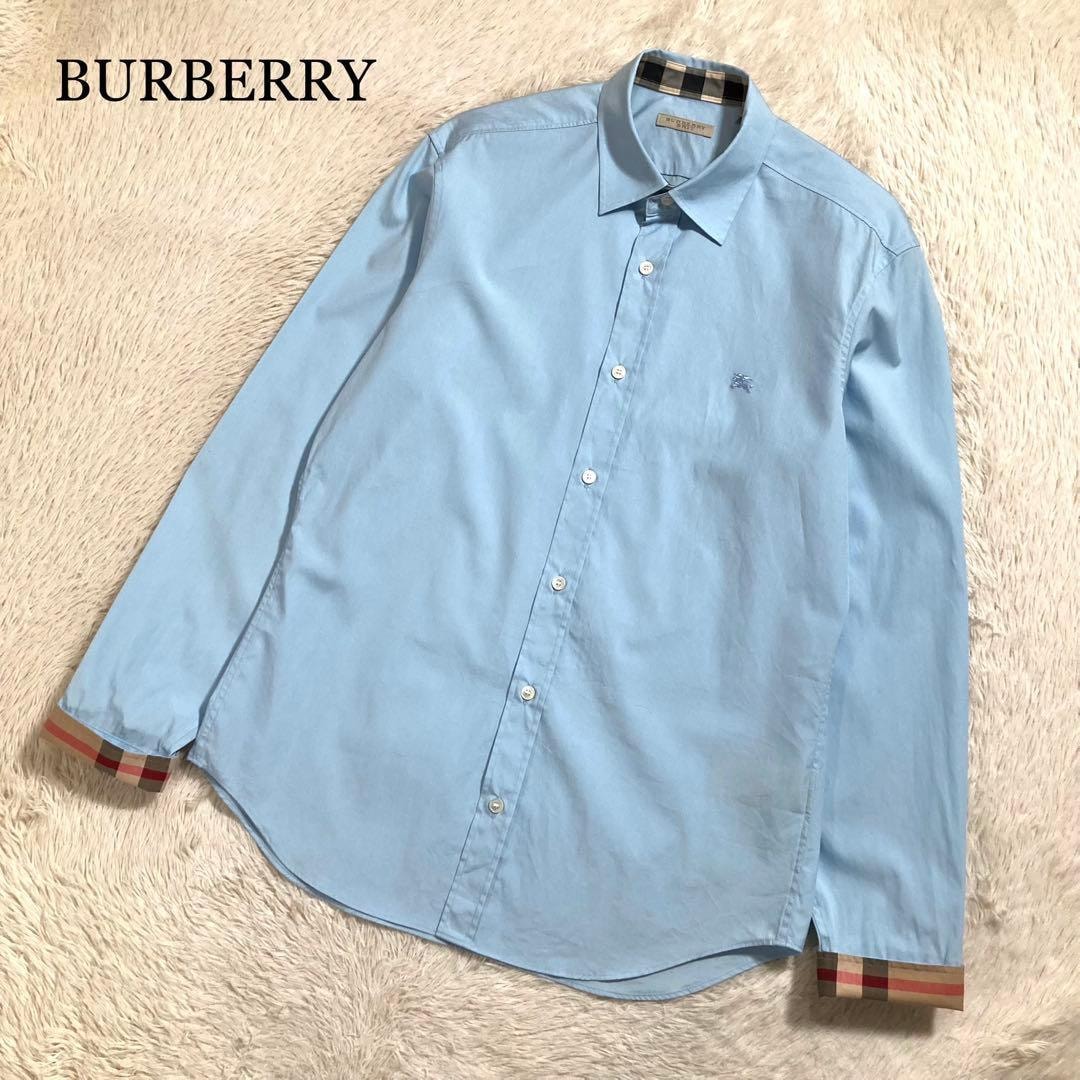 Burberry Brit メンズシャツ 水色 S クラシックフィット コットンポプリンシャツ (コーンフラワーブルー