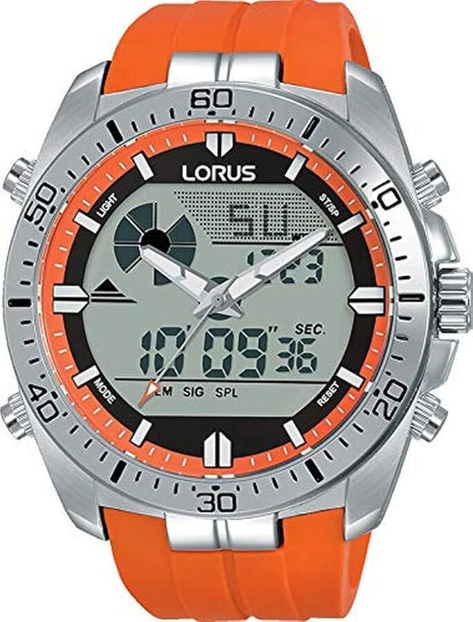 SEIKO LORUSアナデジハイブリット100m防水欧米モデル ブラックベゼル SEIKO - SEIKO LORUSアナデジハイブリット100m防水欧米モデル