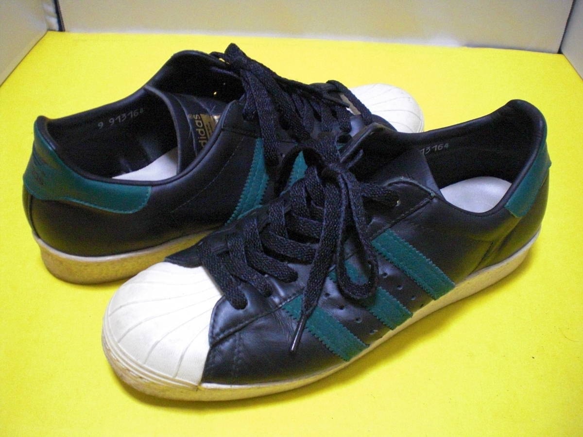 【割引】adidas アディダス★SUPERSTAR スーパースター★ブラック/グリーンライン★27.5センチ