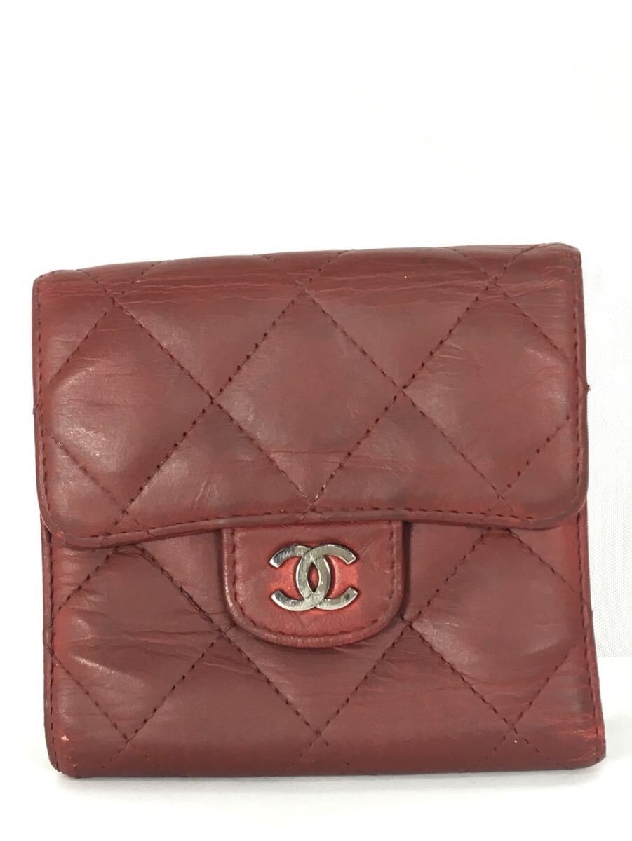 A (未使用に近い)】☆超美品☆CHANEL カメリア型押し ラウンド