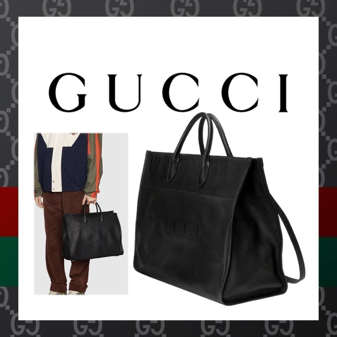 ○★新品 未使用 GUCCI グッチ ロゴ ラージ トートバッグ ブラック（グッチ）○●