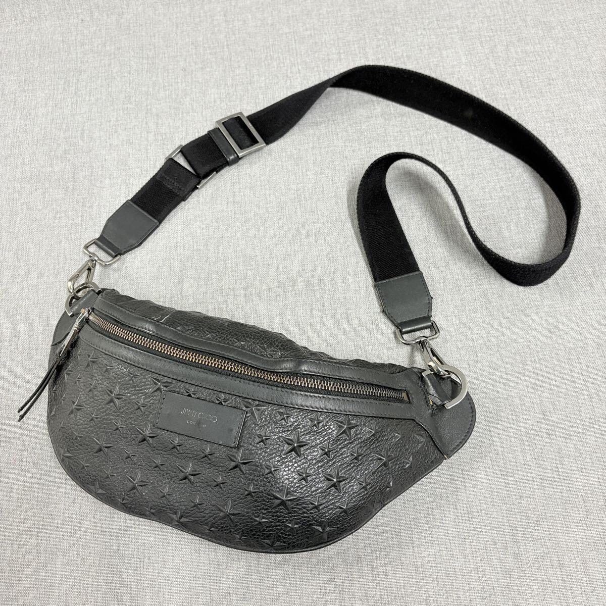 JIMMY CHOO ジミーチュウ レザー ショルダー ボディバッグ ウエストバッグ ブラック