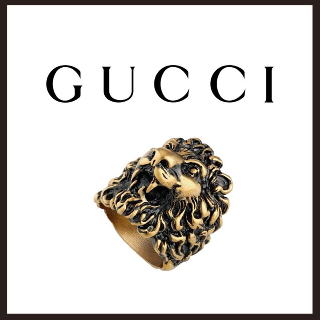 [新品未使用品] GUCCI ライオンヘッドリング 23号 ANK04 グッチ美品 ライオンヘッドリング 指輪 23号 箱＆保存袋