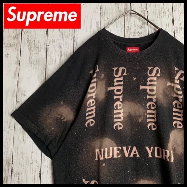 【希少・即完売モデル】シュプリーム☆総柄ロゴ入り入手困難Tシャツ/1421