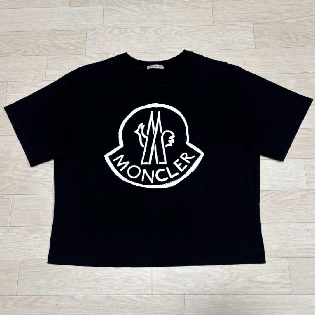 〔極美品〕モンクレール　プリントロゴ　XL ブラック　Tシャツ　5S389 極美品〕モンクレール プリントロゴ XL ブラック Tシャツ 5S389 【公式