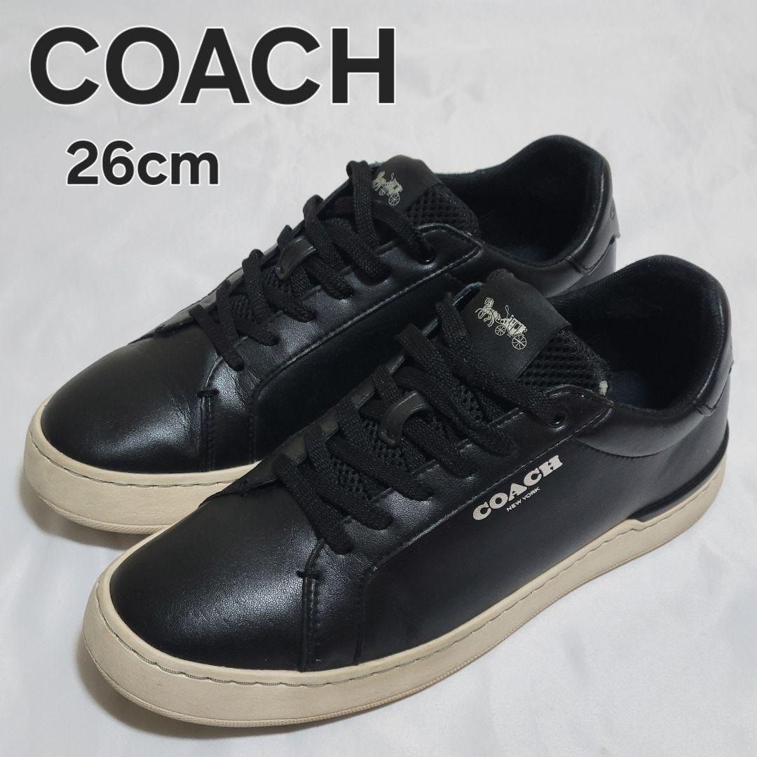 COACH コーチ レザースニーカー ローカット 26cm ブラック