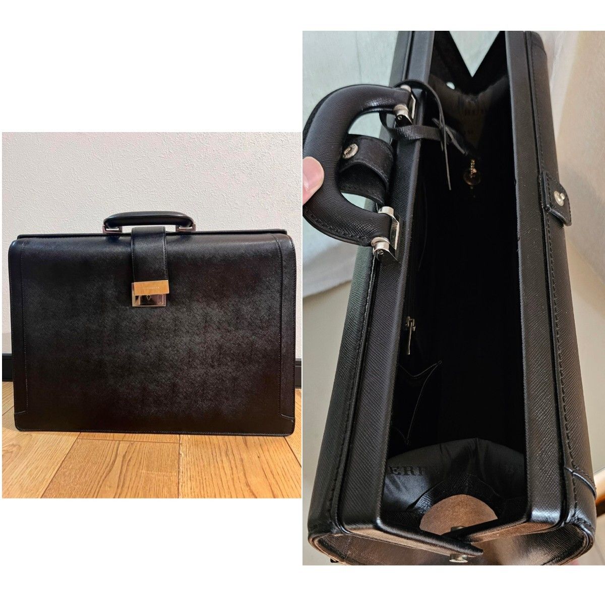 【希少】バーバリー ダレスバッグ ドクターバッグ 本革 鍵付き ブラック 目立った傷や汚れなし】BURBERRY バーバリー ダレスバッグ