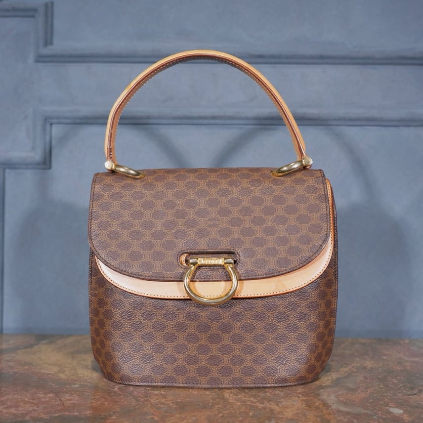 C (やや傷や汚れあり)】CELINE MACADAM PATTERNED DOUBLE FLAP C (やや傷や汚れあり)】CELINE MACADAM PATTERNED DOUBLE FLAP