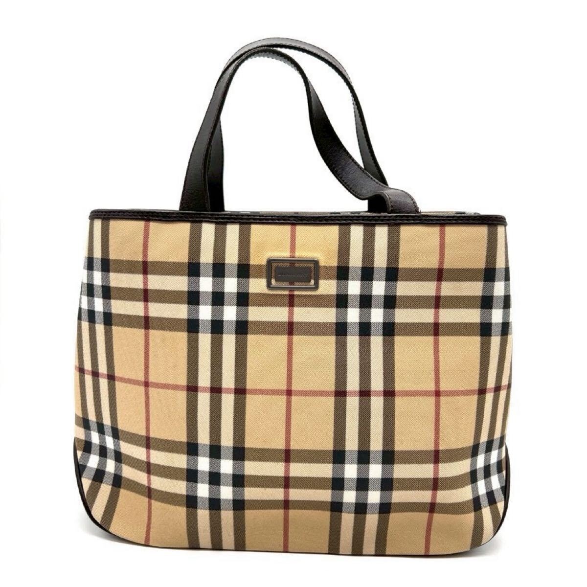 BURBERRY ノバチェック　ハンドバッグ　ベージュ　ブラウン　レザー　PVC レディース