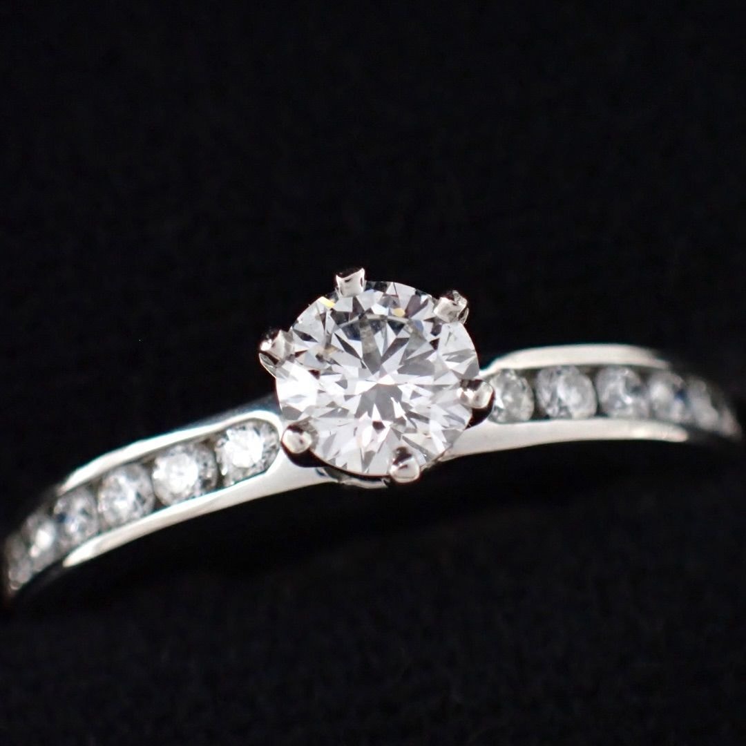 新品仕上 ティファニー 9号 0.33 ソリティア ソリテール チャネルセッティング ダイヤ G VS1 3EX NONE リング ハーフエタニティ Pt950 4466