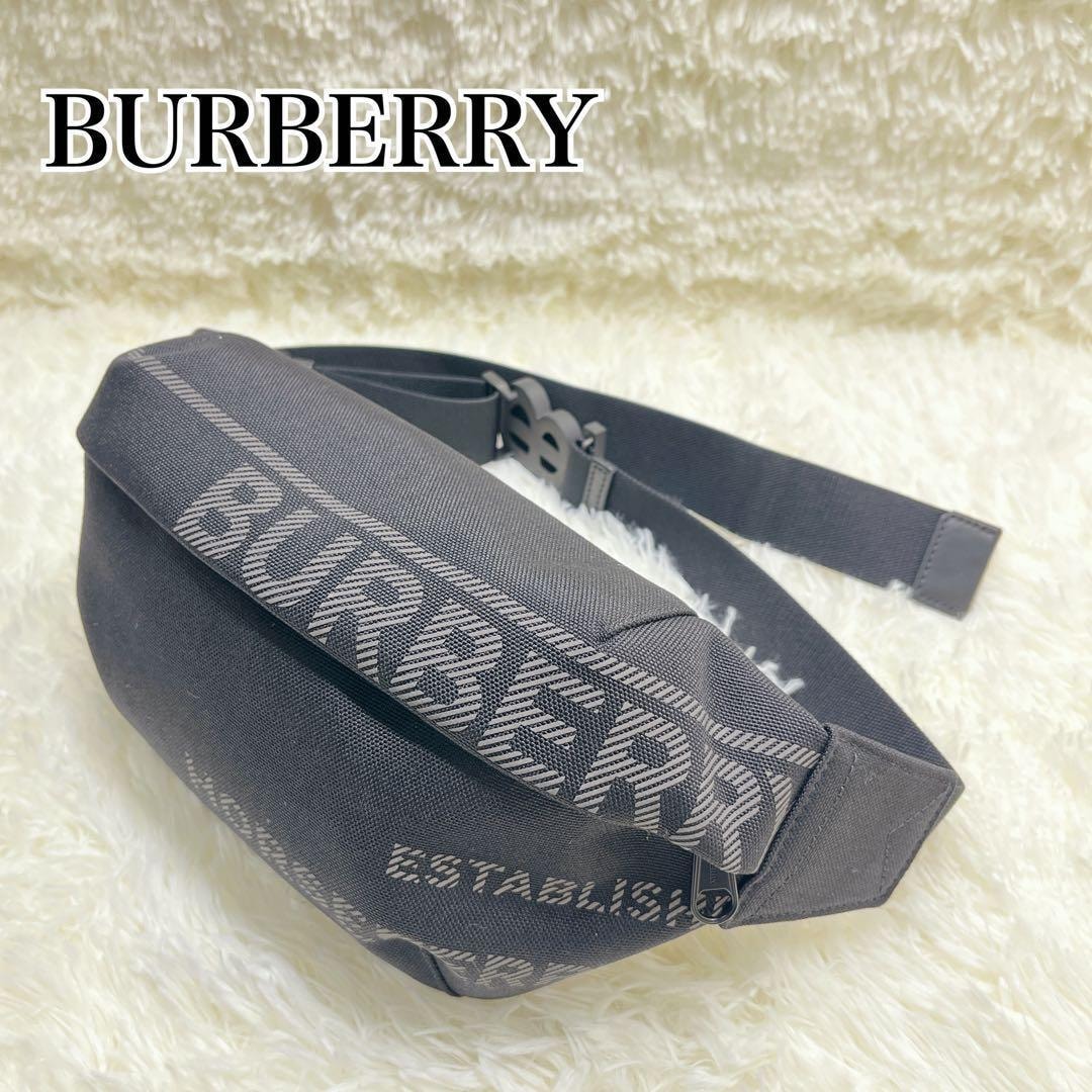 美品 BURBERRY バーバリー ボディ ウエスト バッグ メンズ 黒