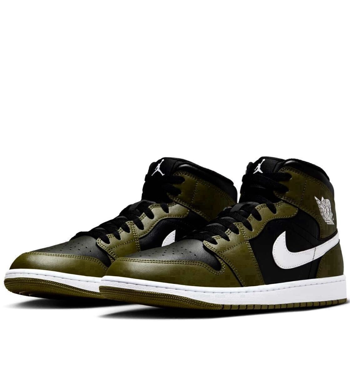 ☆送料込■新品25.5cm■ナイキ エア ジョーダン１MID ブラック/ミディアムオリーブ/セイル/ホワイトAIR JORDAN 1 【定価.18700円】